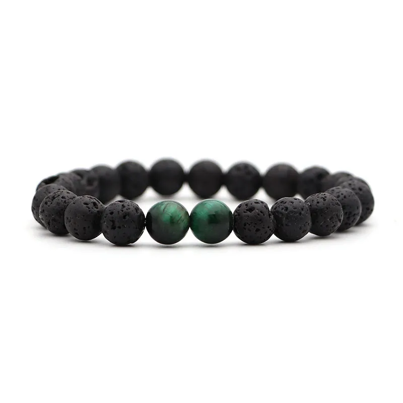 8 мм зеленый тигровый глаз камень черный лавовый диффузор эфирного масла браслет