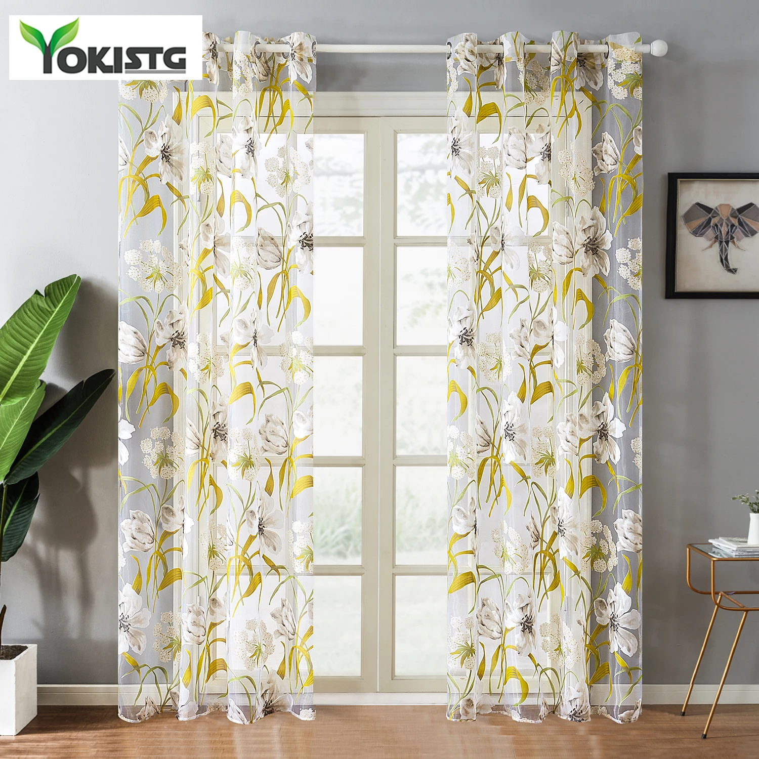 YokiSTG вуаль тюль занавески тропический цветок фотообои для гостиной кухни Шторы