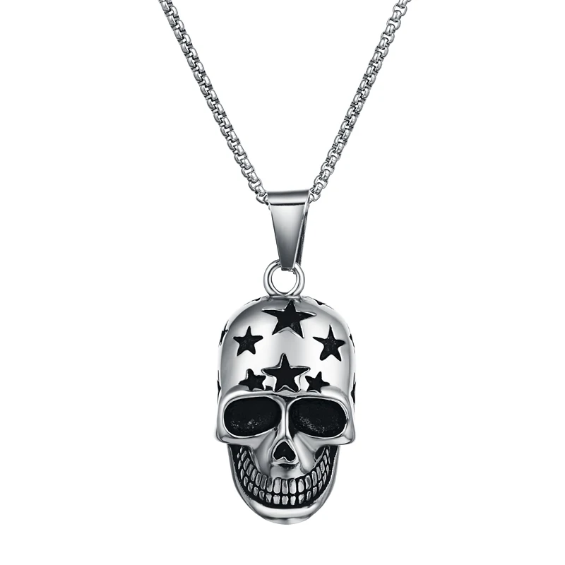 Цепочка с подвеской в виде черепа пентаграммы 24 дюйма|skull necklace|pentagram necklacenecklace jewelry