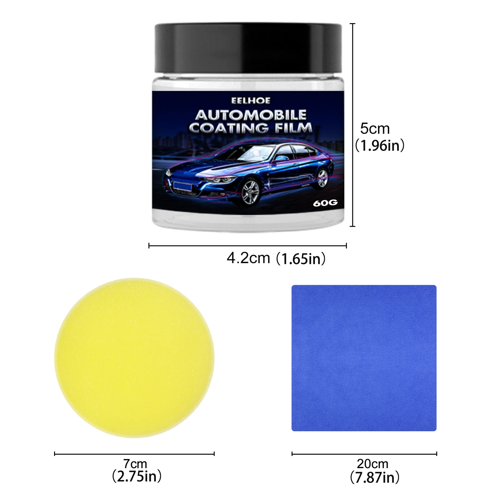 

60G Hard Glossy Carnauba Wax Car Wax Crystal Plating Set Paint Care Coating Tiny Scratch Repair Maintenance W/Sponge And Towel