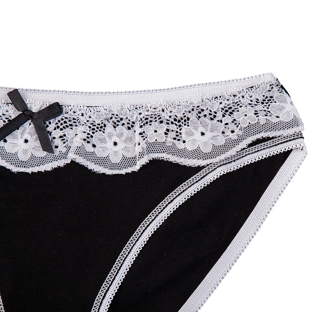 

FUNCILAC Women's Underwear Sexy Lace Briefs Cotton Ladies Panties Solid Color Female Underpants Lingerie Free shipping 5 Pcs/Lot