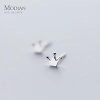 modian 2021 new minimalism 925 sterling silver small cute crown exquisite trendy stud earrings women and girl kids tiny jewelry