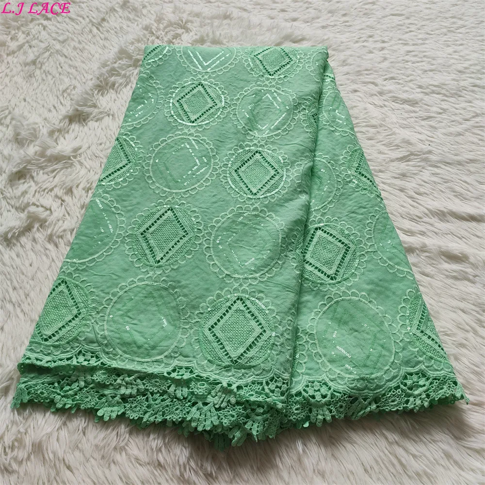 2021 New cotton material embroidered gauze fabrics skin friendly gowns DIY voile laces sequins nice Africa asoebi laces fabrics