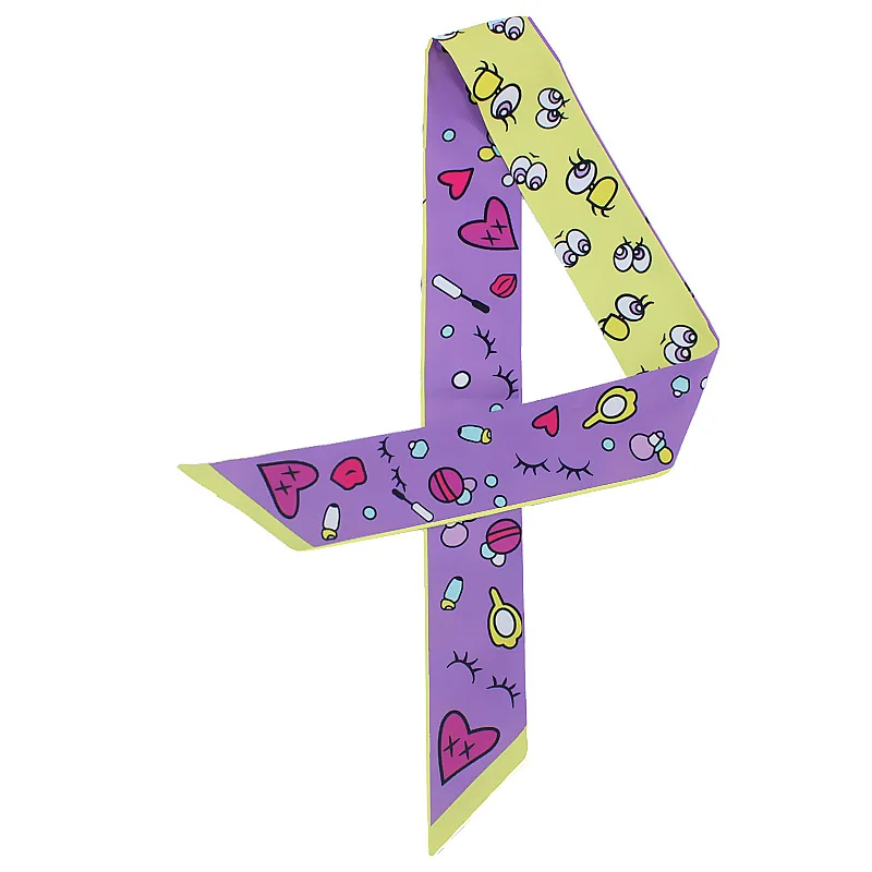 

2021 new silk scarf women luxury brand design skinny scarves fashion print handle bag ribbons female small long head scarfs