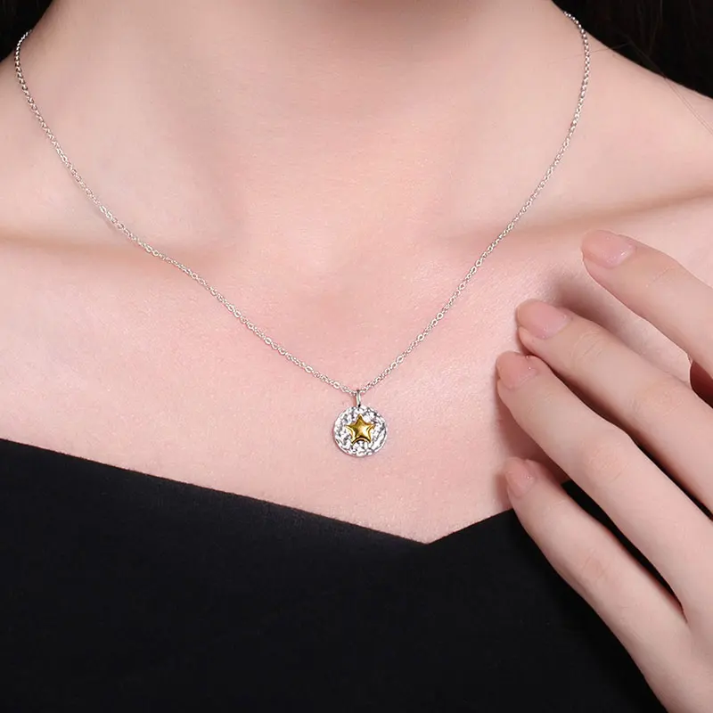 TONGZHE Звезда Дизайн 100% Стерлинговое Серебро 925 пробы кулон ожерелье золотой цвет