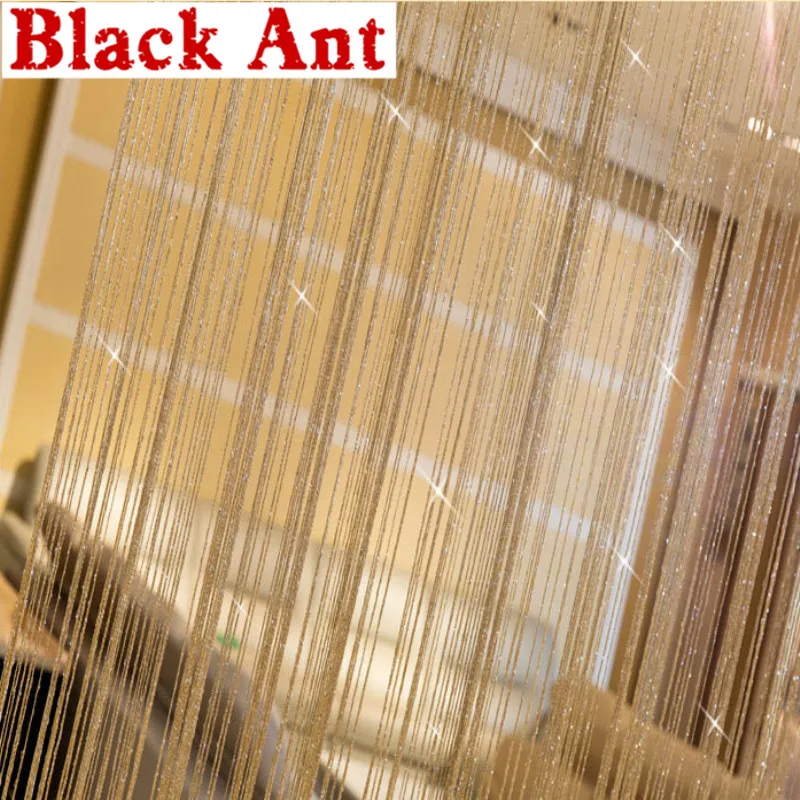 100x200 см цвета: золотистый занавески на дверь флэш-блестящая кисточка линия двери