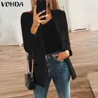Женский пиджак и пиджак VONDA, черный офисный деловой пиджак размера плюс, пиджак для женщин, 2020