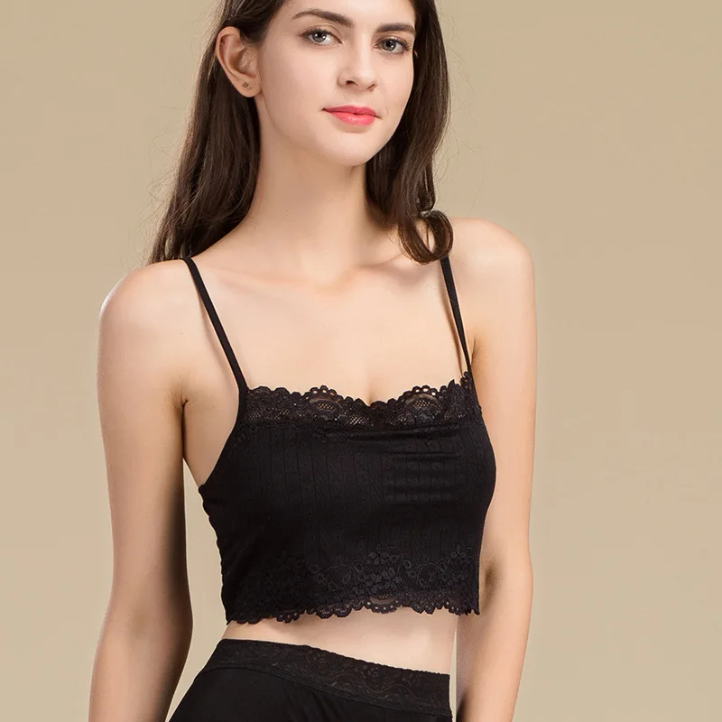 Топ женский из 100% натурального шелка пикантный кружевной топ без рукавов с