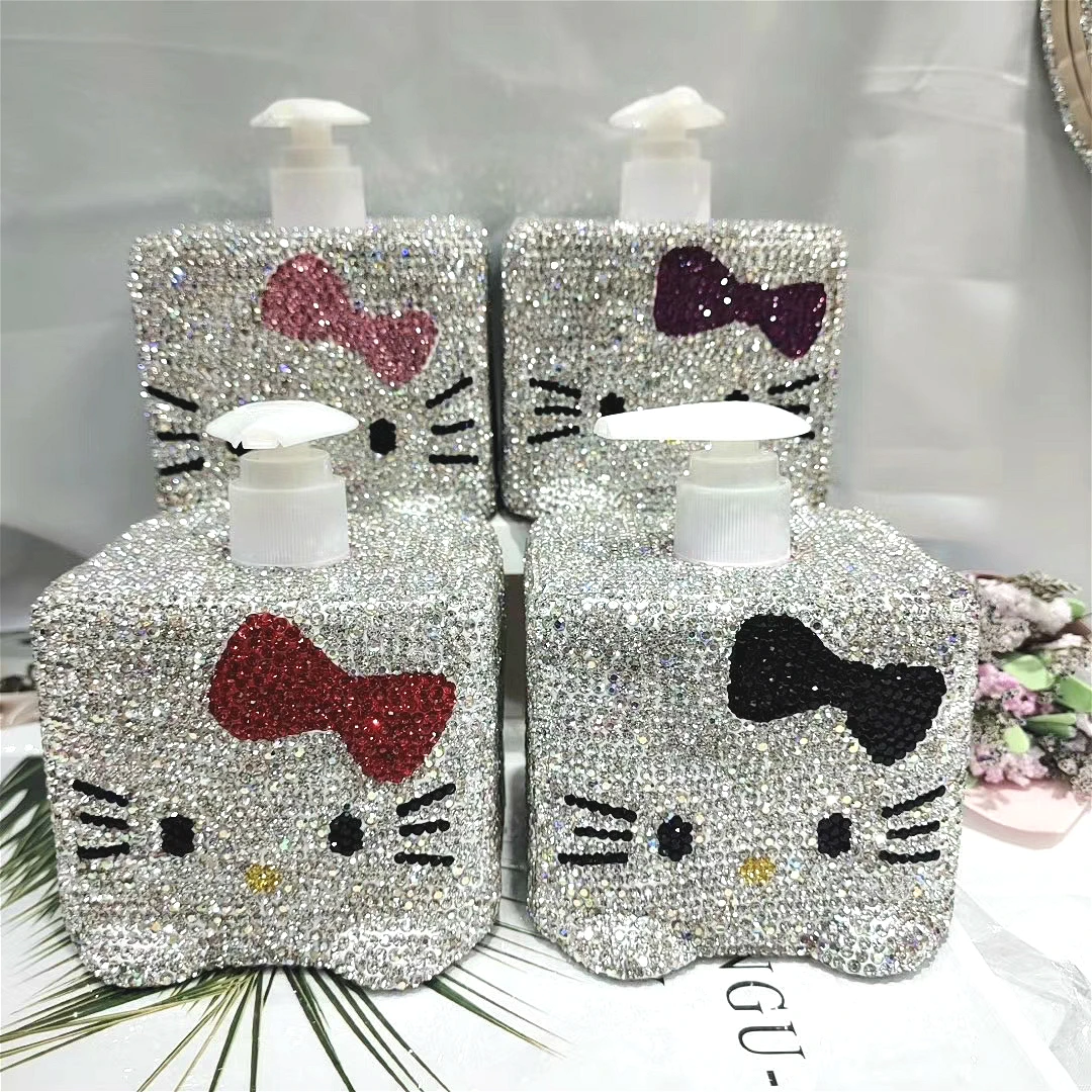 

Sparkling Refillable Bottles Soap Dispenser Kitty Shampoo and Conditioner Empty Hand Sanitizer Bottles Bathroom Lotion Bottle