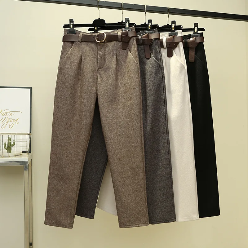 Модные шерстяные брюки 2019 осень зима женские Брюки Высокая талия Pantalon Femme