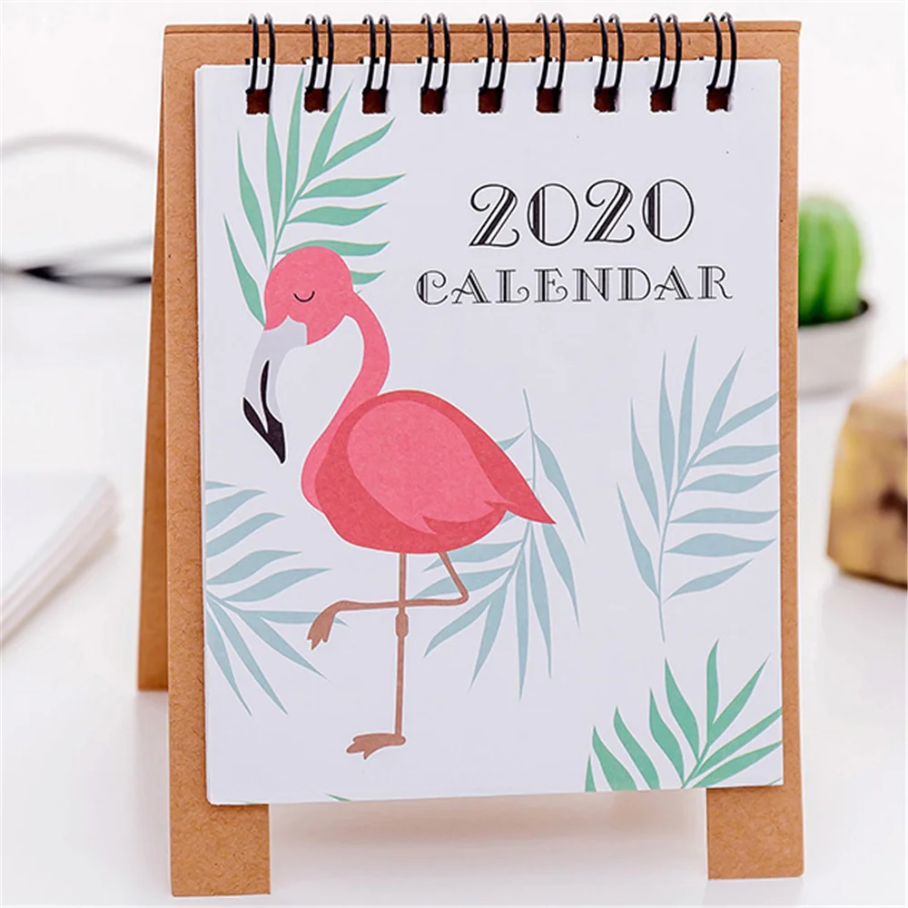 B 1PC Cute Cartoon Flamingo Desktop Calendar Mini Daily Schedule Table Planner Yearly Agenda Organizer School Office Supplies - Цвет: B
