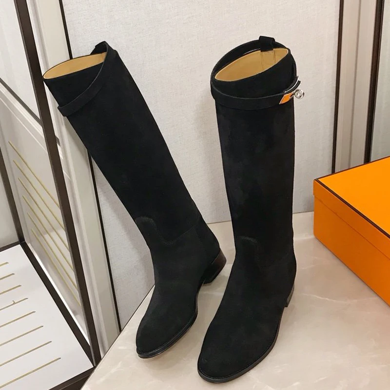 Kopen Mode Vrouwen Lange Laarzen Herfst Merk Knie Hoge Laarzen Vrouwelijke Stretch Patchwork Comfort Schoenen