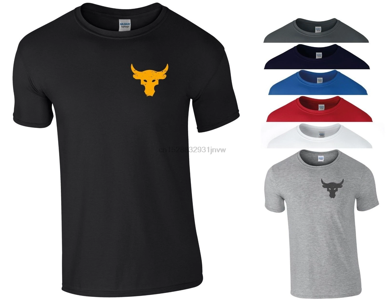 

Brahma Bull T Shirt Pocket The Rock Project Gym Bodybuilding Workout Men Top