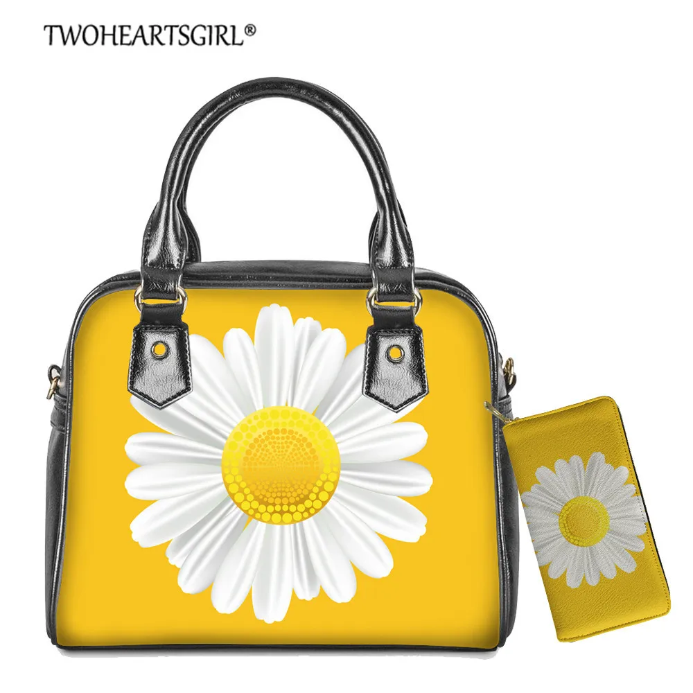 

Twoheartsgirl New Female PU Leather Bag Set Daisy Pattern Crossbody Bag Purse Ladies Trendy Shoulder Bags Totes sac a main
