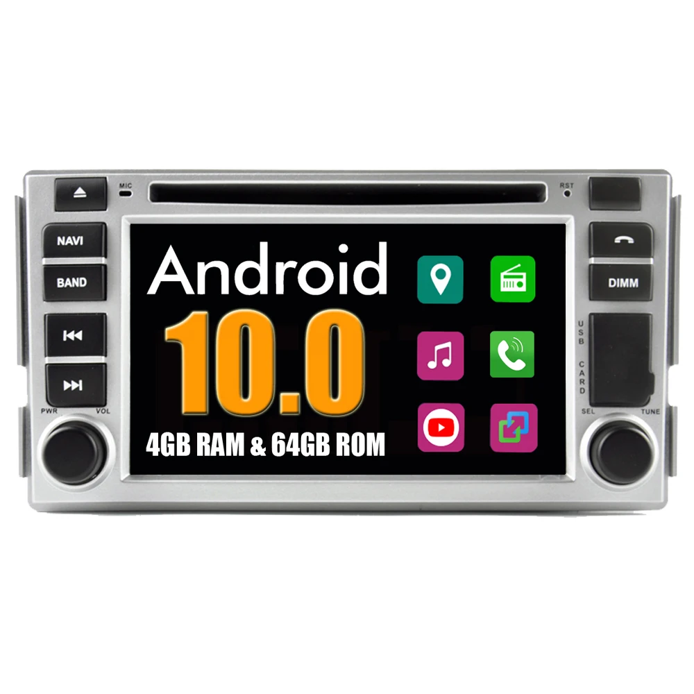 Автомагнитола RoverOne мультимедийный DVD-плеер на Android 10 с GPS Bluetooth для Hyundai SantaFe Santa Fe -