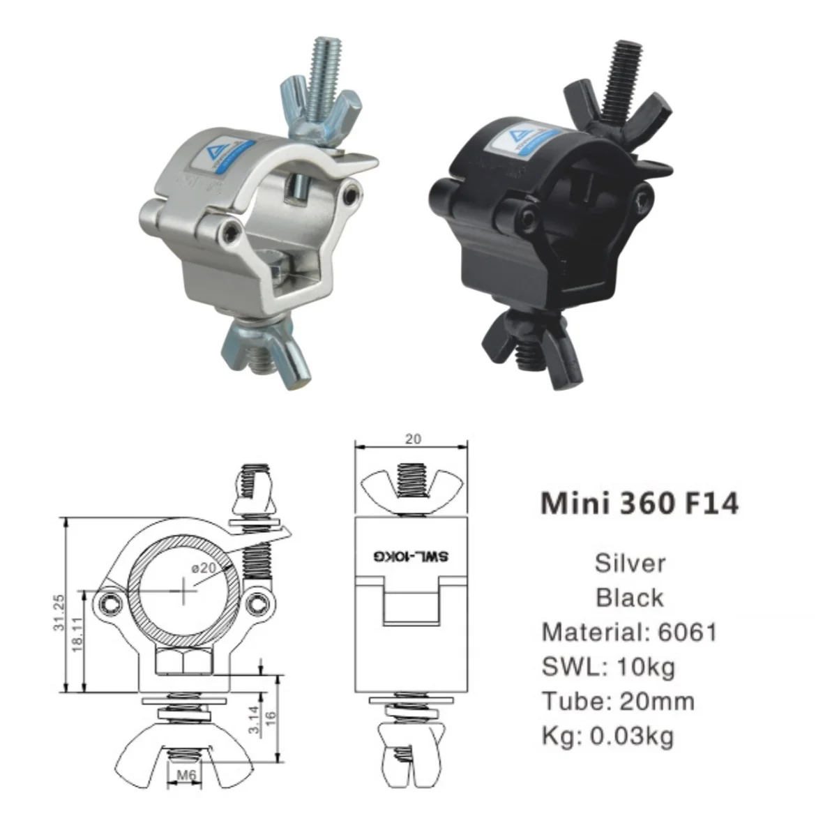 Зажим для сценического освещения O Clamp MINI360 22 фунта/10 кг алюминиевая зажим на ферму