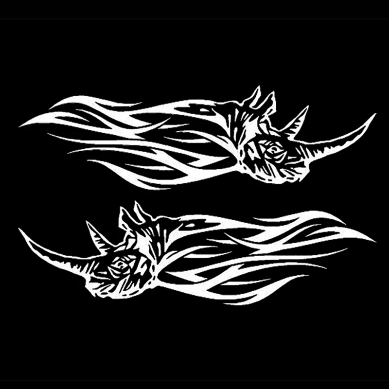 2x Племенной носорог пламя виниловые автомобильные наклейки пара красивый и