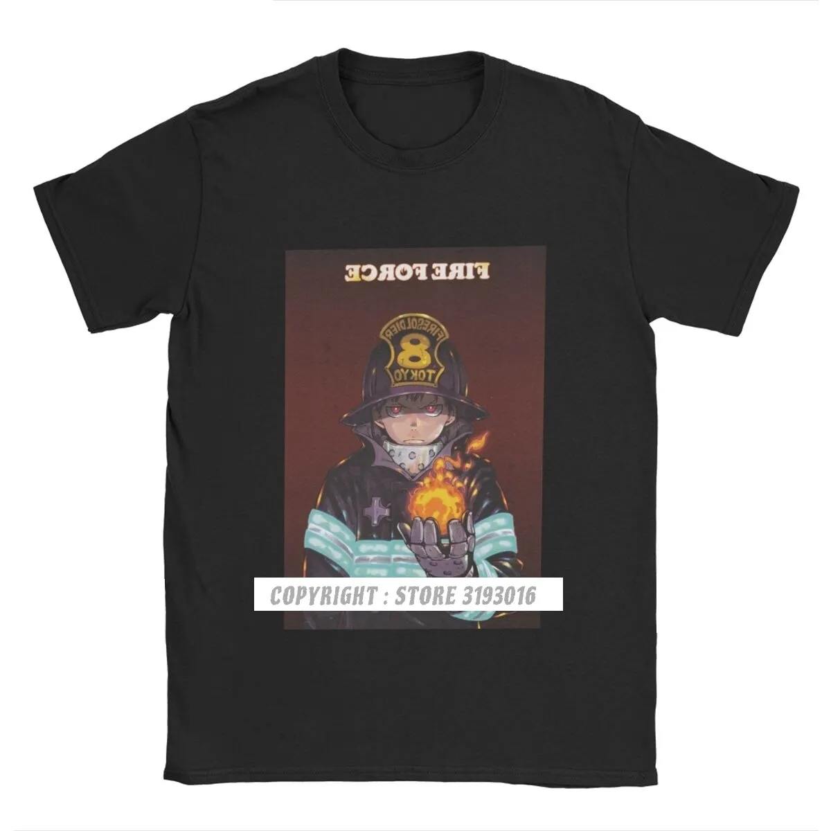 

Men's Oversized T Shirts Fire Force Tshirts Enen No Shouboutai Fun Cotton Shinra Anime Firefighter Printed T-Shirt Male