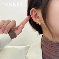 yanney silver color semicircle inlaid zircon stud earrings fashion women girls simple luxury jewelry birthday party gift