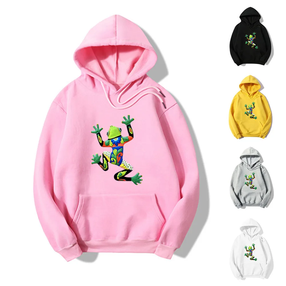 

Женский пуловер с длинным рукавом и капюшоном, свободного покроя