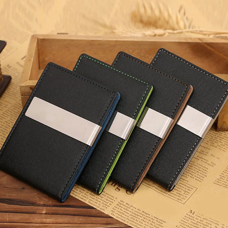 

Модный мужской тонкий кошелек с зажимом для денег с металлическим зажимом и держателем для кредитных карт