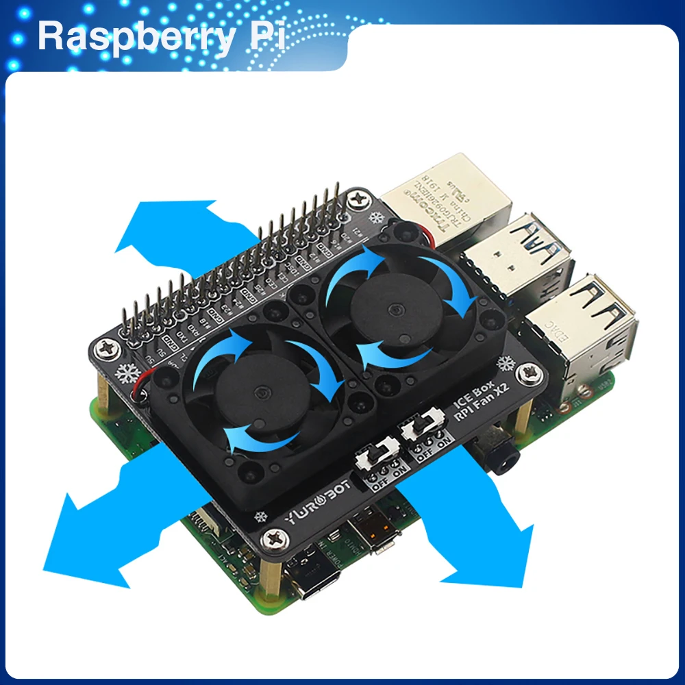 

Двухвентиляторный модуль ITINIT R47 Raspberry Pi 4 Mode B GPIO с сисветодиодный светильник кой, удлинительная плата, охлаждающий вентилятор, радиатор