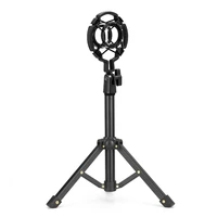 tabletop microphone tripod stand desktop mic stand metal mic tripod with mic holder for streaming recording