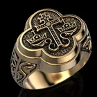 Кольцо в стиле бохо для мужчин и женщин, винтажное металлическое кольцо золотого цвета, в стиле хип-хоп, панк, Крутое байкерское кольцо с крестом, Модная бижутерия