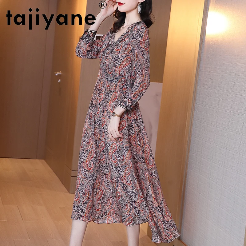 

Женское длинное шелковое платье Tajiyane, Элегантное летнее платье из натурального шелка, TN2570, 100%