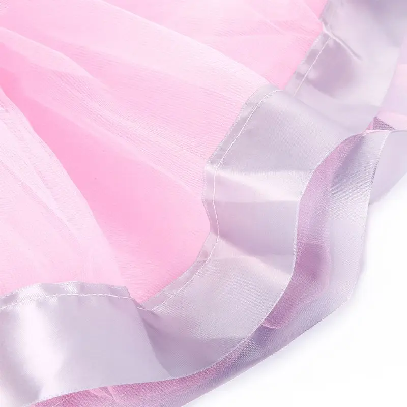 Детская Балетная мини юбка пачка для танцев девочек двухслойная сатиновая с