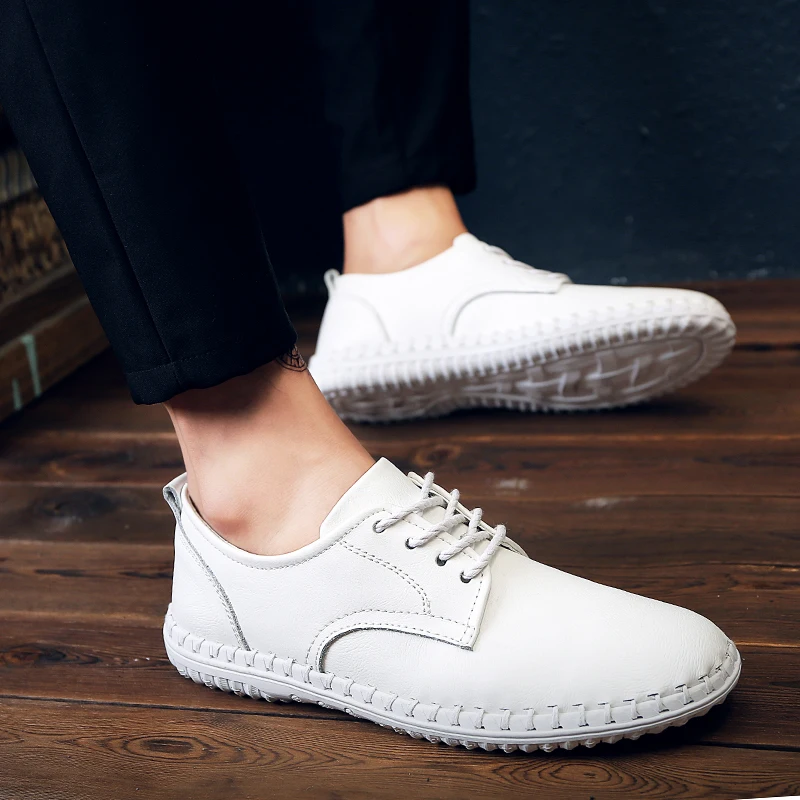 

Big Size 47 Men Leather Derby Shoes Luxury Brand Casual Footwear Shoes Men Soft Comfy Flat Lace-Up Gentleman Drive Shoes VI