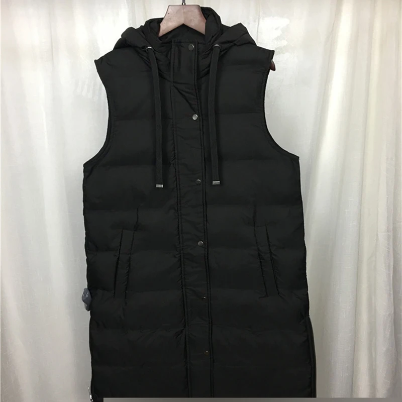 Autumn and Winter ZA New Fashion Cotton Vest Women Collar Hooded Zipper Pocket Sleeveless Casual Loose Warm Cotton Vest Coat - Color: 2