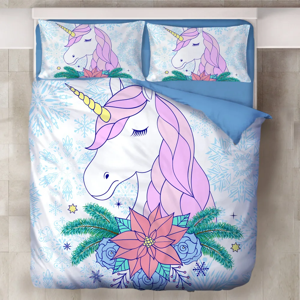 

Cartoon Unicorn Bedding Set Printed Duvet Cover Sets Universe Queen King Quilt Cover EU / AU /US Size For Children Bed Linen