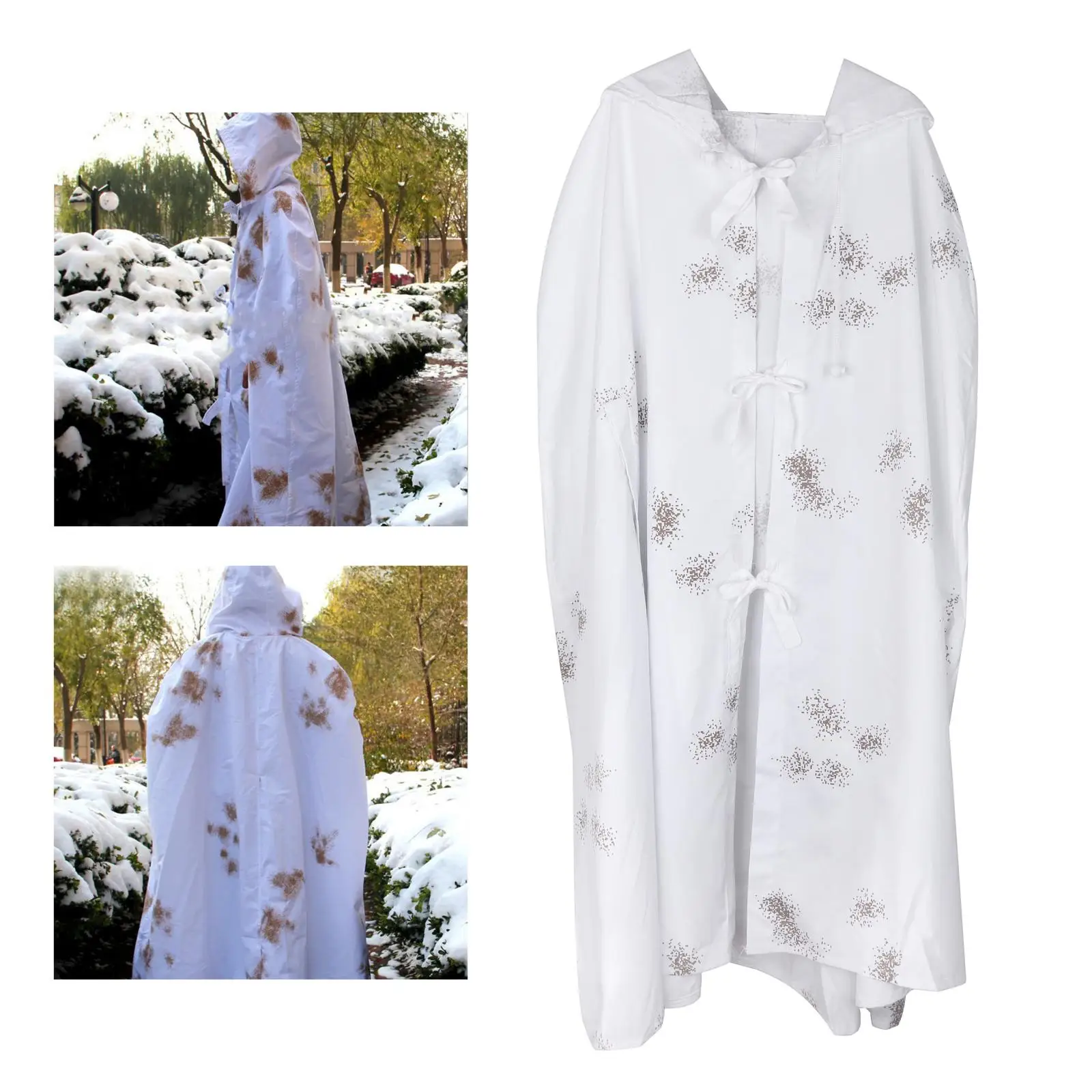 

Snow Cloak Winter Cape Outdoor Blanket White Camo Poncho for Hunting Game Party