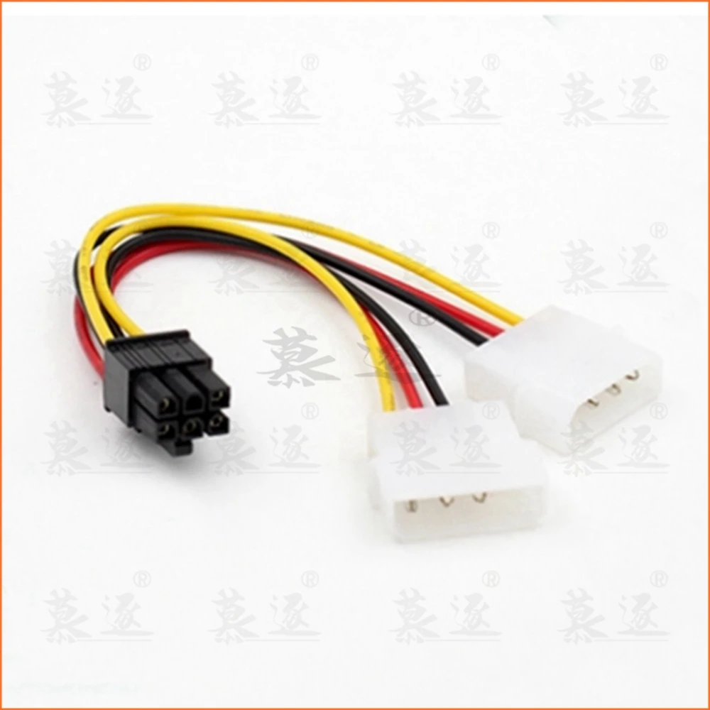 1 шт. 6 дюймов 2 x Кабель преобразователя питания Molex 4 pin to 6-Pin PCI Express Видеокарта Pci-e ATX