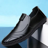 man leisure leather shoes spring autumn soft male casual shoes british trend black loafers slip on fashion business luxury flats