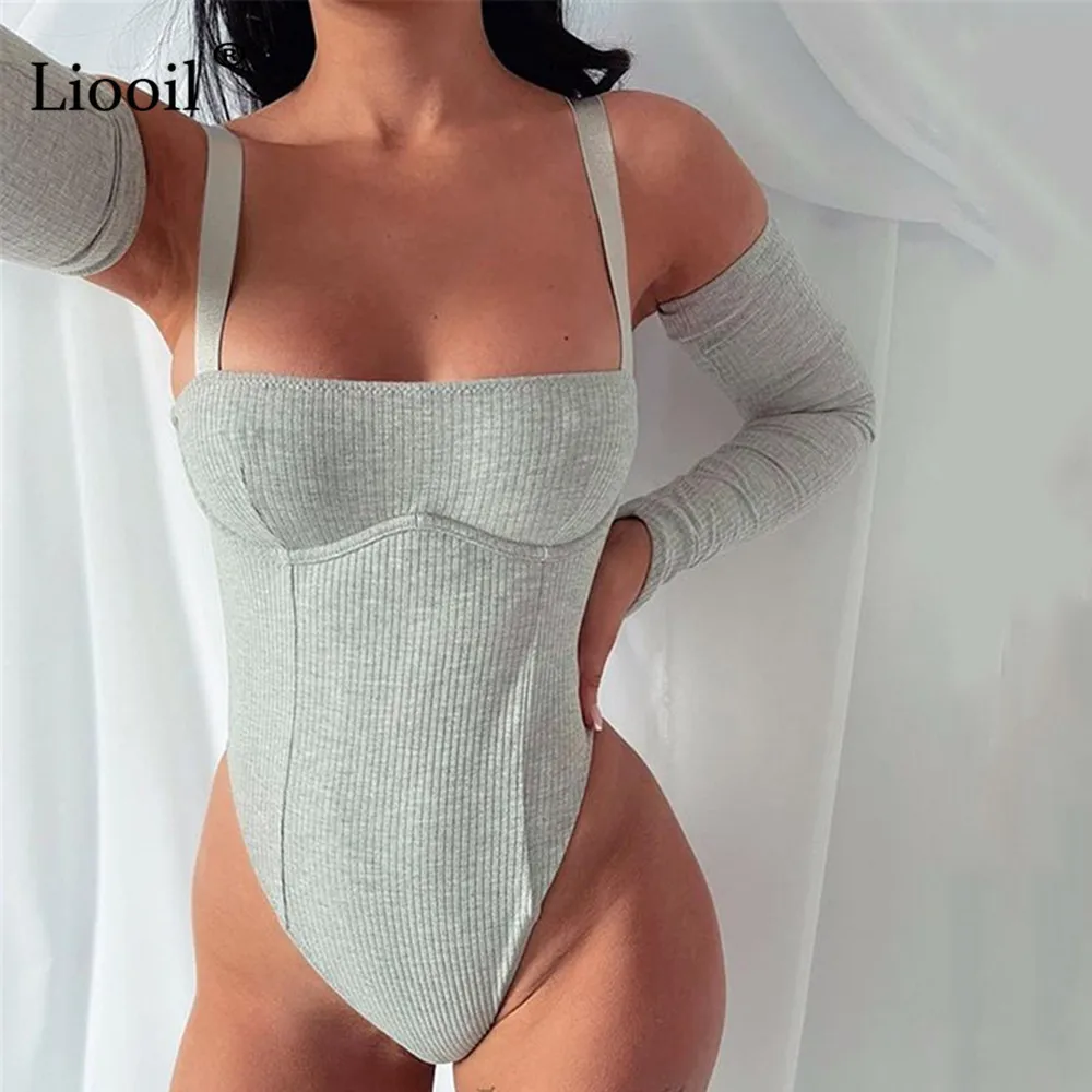 

Сексуальный комбинезон Liooil с открытой спиной, Комбинезоны из двух частей в рубчик для женщин, лето 2021, облегающие комбинезоны с вырезами, че...