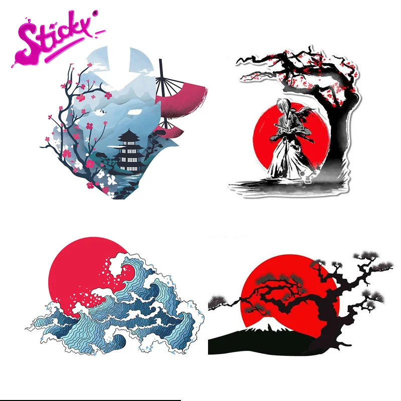 

STICKY Japanese Landscape Silhouette Comic Decal Personality Car Sticker Decal Decor Motorcycle Off-road Laptop Trunk Guitar