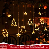 christmas led string fairy light 3 5m elk bell garland curtain lights for tree xmas wedding party decor
