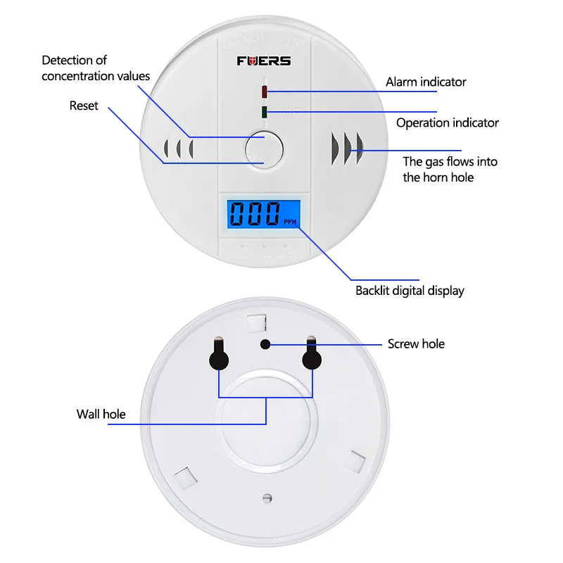 FUERS 85 дБ детекторы угарного газа ЖК дисплей фотоэлектрический независимое