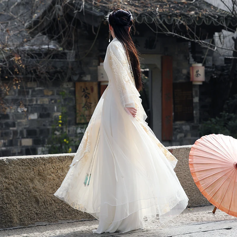 Новый женский костюм Hanfu летнее кружевное платье в китайском стиле с вышивкой для