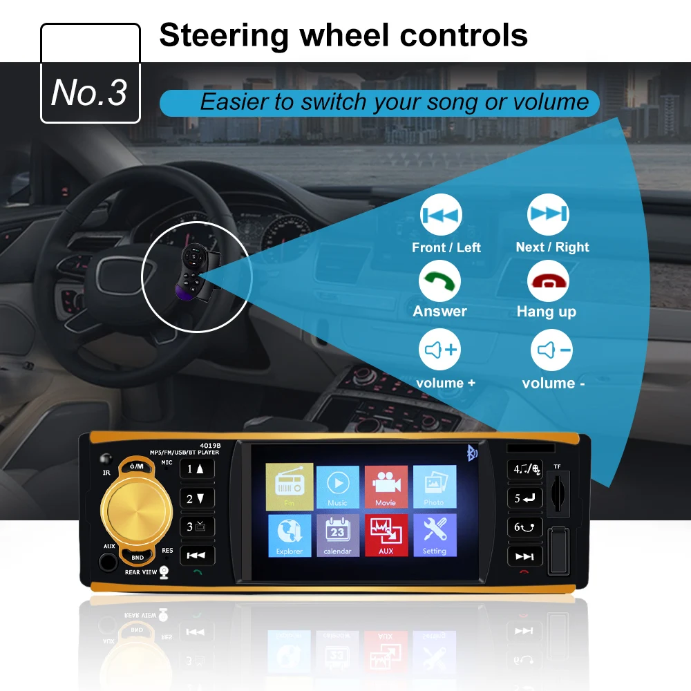 Автомагнитола 1 din автомагнитола стерео FM Bluetooth USB AUX камера заднего вида пульт