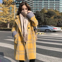 2021 new fashion faux mink fur coats autumn and winter jacket loose large size long knit cardigan coat female thickening