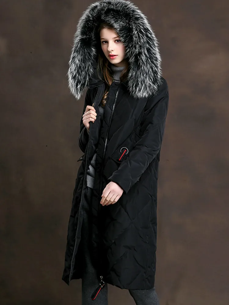 Женская куртка с воротником из лисьего меха корейский женский пуховик