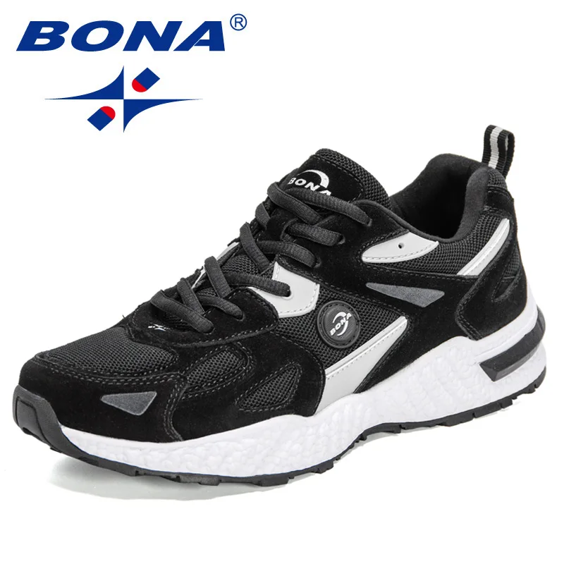 BONA 2021 New Designers Suede Mesh Running Shoes Men Popular Sneakers Walking Shoe Man Jogging Tennis Sport Mansculin Zapatillas