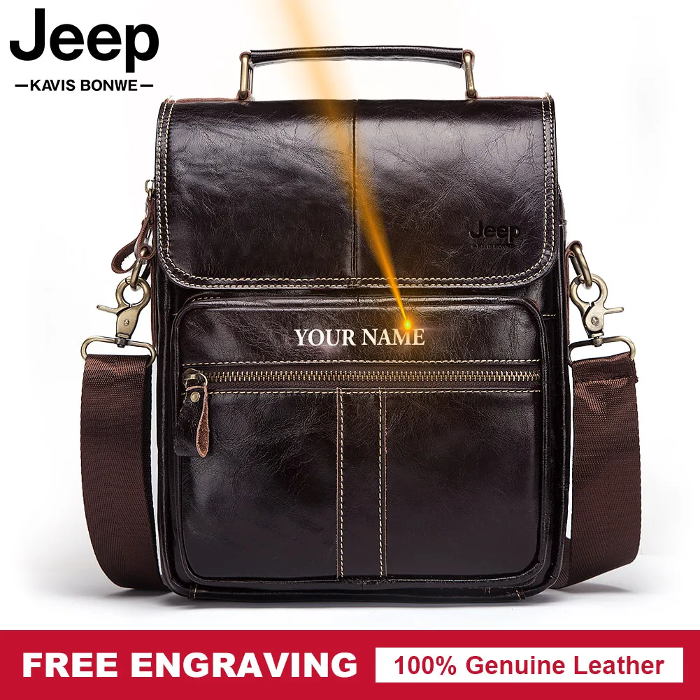 

2021 New Style Men's Genuine Leather Messenger Male Bag Men Business Travel Bag Vintage Shoulder Crossbody Bags Name Engraving