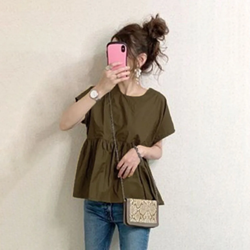 Японская женская блузка на шнуровке с бантом модная плиссированная рубашка