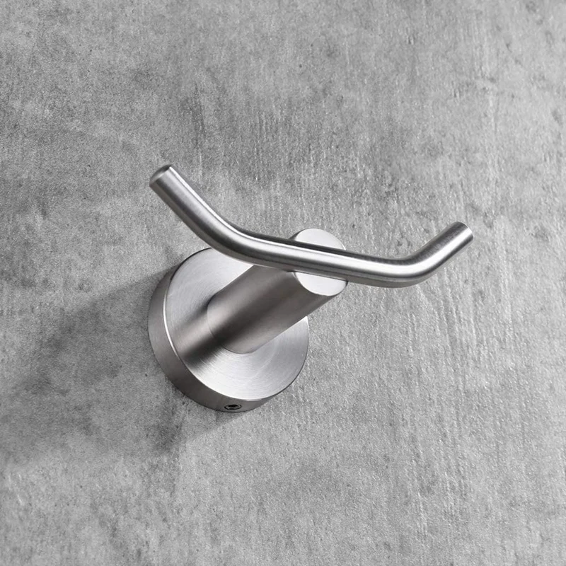 

Двойной крючок для халата, Крючки из нержавеющей стали 304 для пальто и полотенец для ванной комнаты, настенный крючок, матовый никель