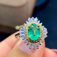vintage oval imitated emerald big ring for women silver color green stone wedding anniversary party women jewelry 2021