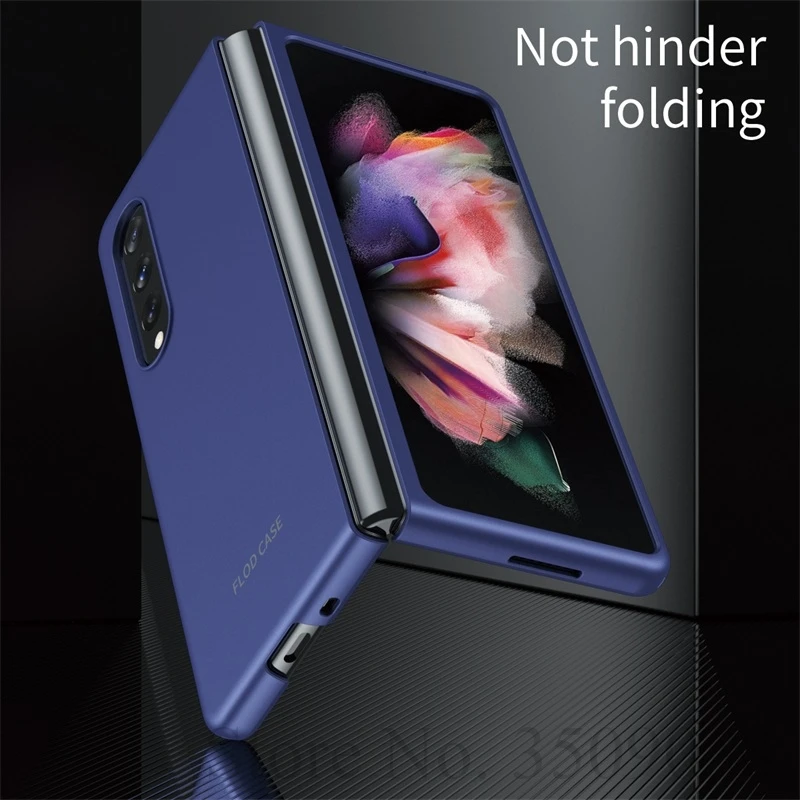 Роскошные чехлы на ощупь с кожей для samsung galaxy z fold3 Складывающийся 3 тонкий Матовый